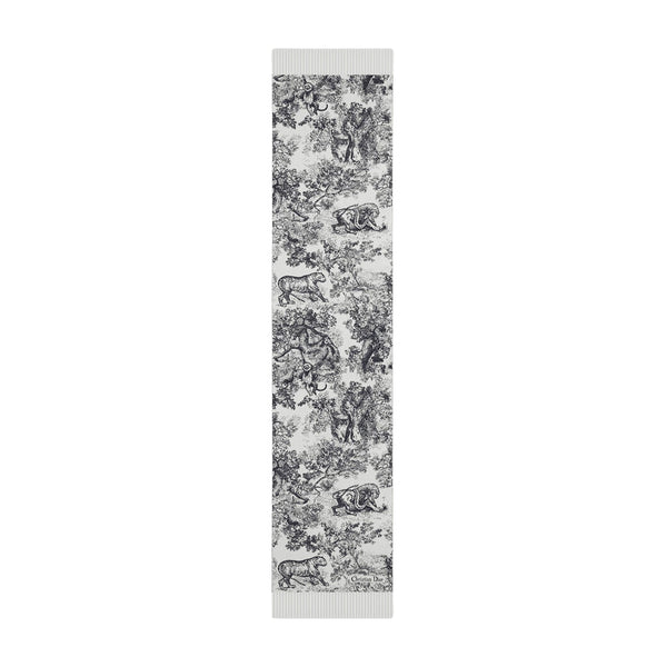 Dior Toile de Jouy Sauvage Scarf in navy cashmere wool