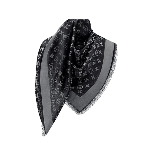 Louis Vuitton Monogram Shawl in black silk-and-wool blend