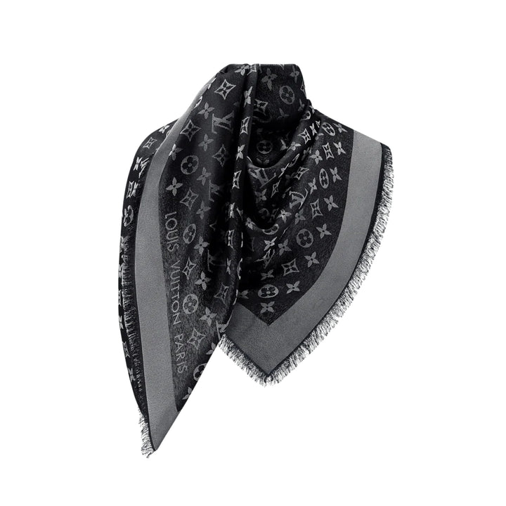 Louis Vuitton Monogram Shawl in black silk-and-wool blend