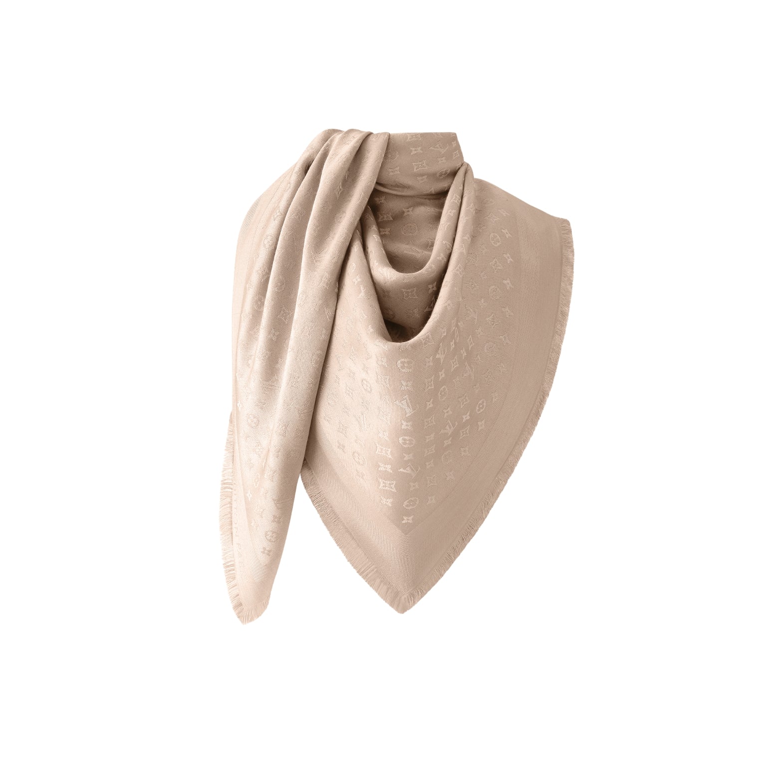 Louis Vuitton Moonlight Shawl in beige silk-wool with metallic shimmer