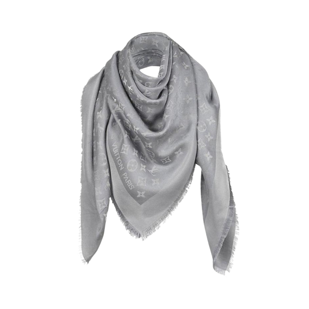 Louis Vuitton Monogram Shawl in silver silk-and-wool blend