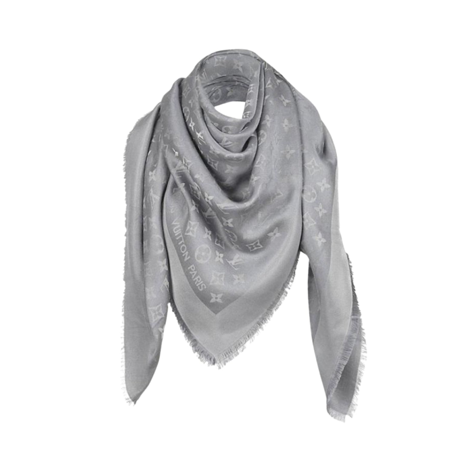 Louis Vuitton Monogram Shawl in silver silk-and-wool blend