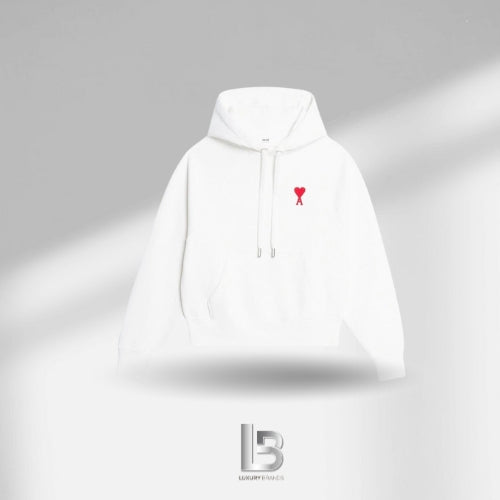 Ami Paris Ami de Coeur Tonal Small ADC White Hoodie