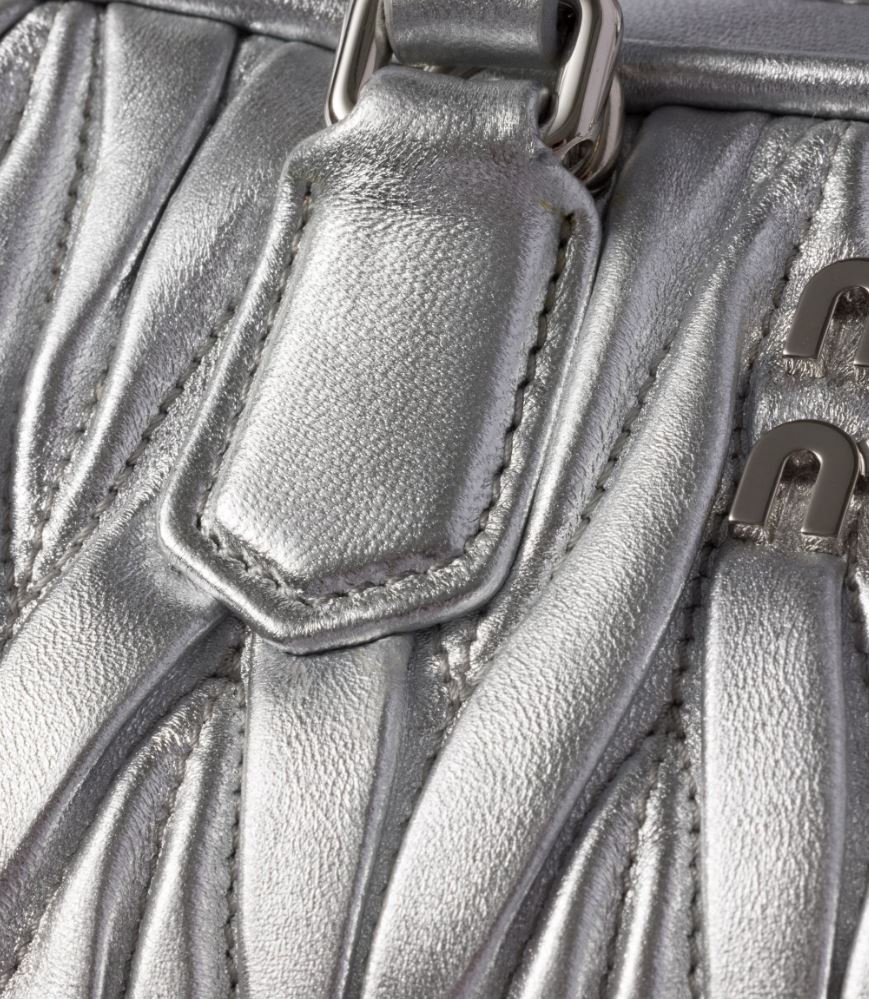 Miu Miu Arcadie matelassé nappa silver leather mini-bag