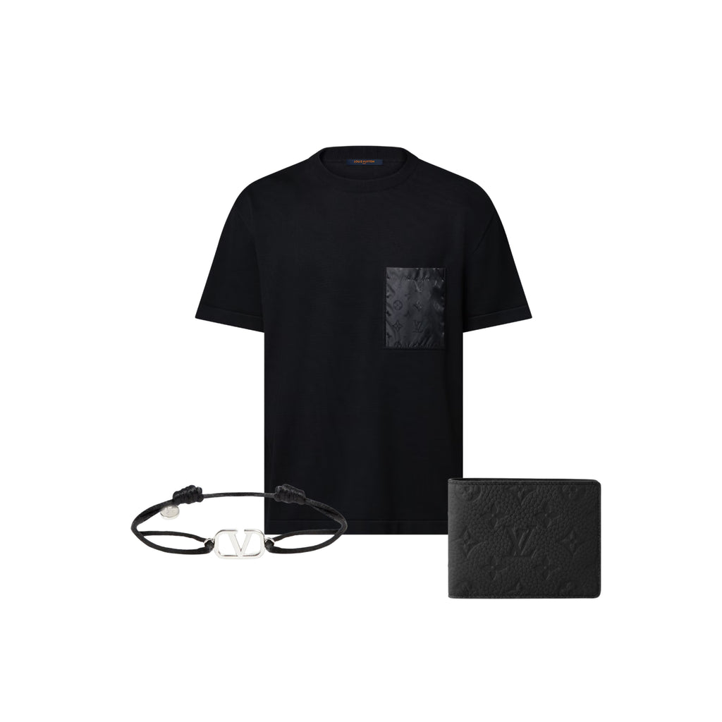 The Everyday Bundle — LV Multiple Wallet, Valentino Bracelet & LV Tee