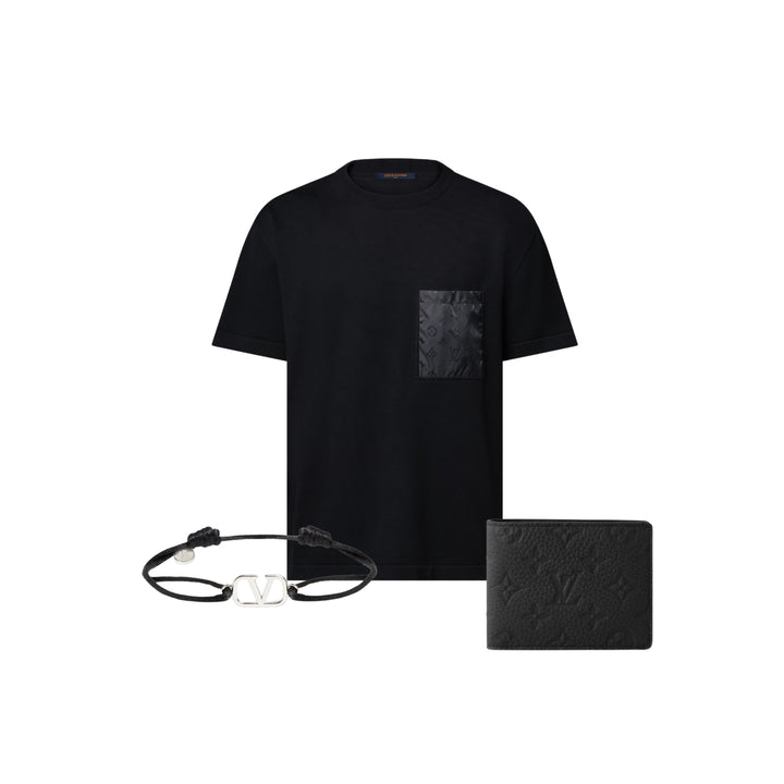The Everyday Bundle — LV Multiple Wallet, Valentino Bracelet & LV Tee