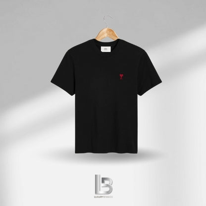 Ami de Coeur Black In Red t-shirt in organic cotton jersey