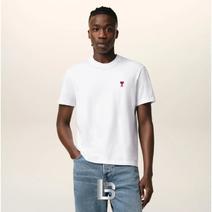 Ami de Coeur White In Red t-shirt in organic cotton jersey