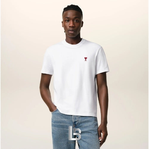 Ami de Coeur White In Red t-shirt in organic cotton jersey