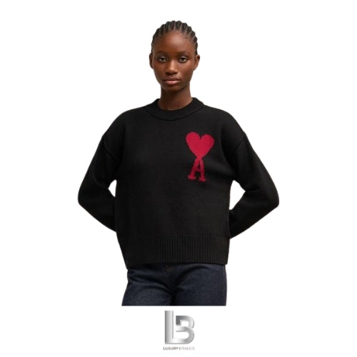Ami Paris Knit Wool Black Sweater