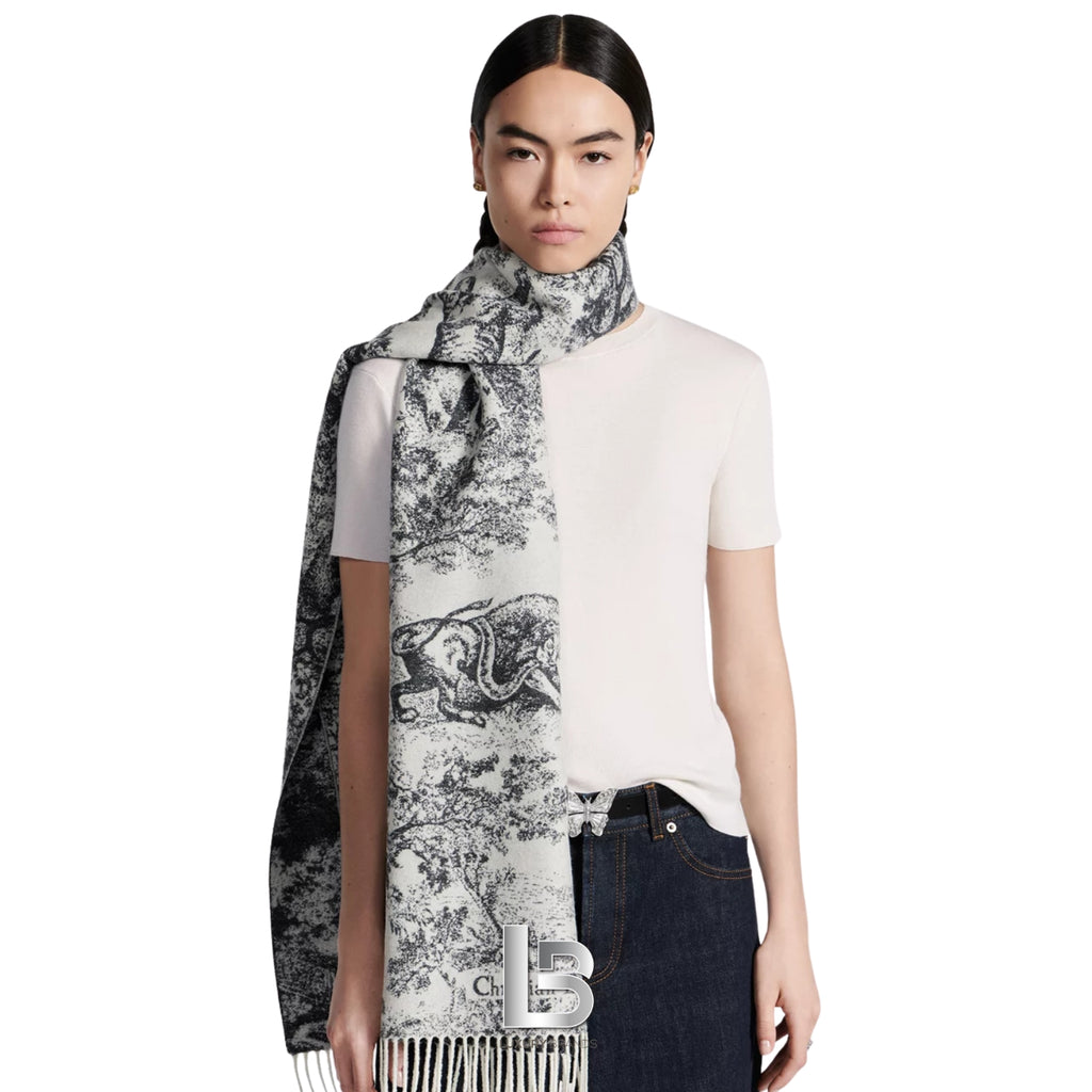 Dior Toile de Jouy Sauvage Scarf in navy – detail view