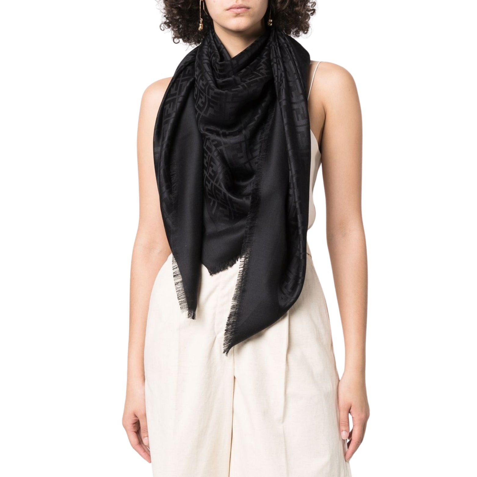 Fendi Shawl in black – styled drape view