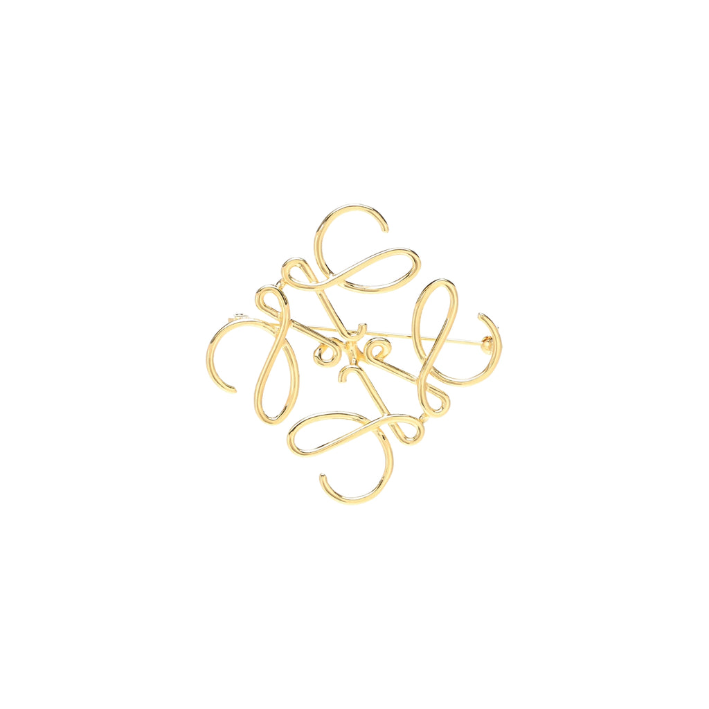 Loewe Anagram Brooch in polished gold-tone brass