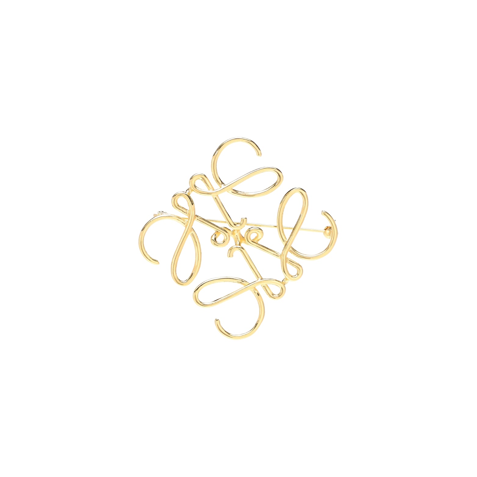 Loewe Anagram Brooch in polished gold-tone brass