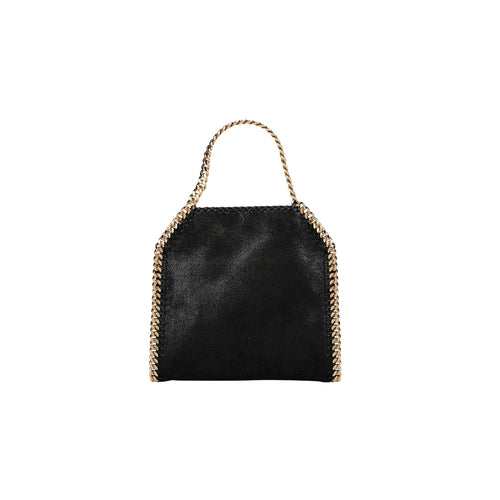 Falabella Tiny Tote in black with gold chain