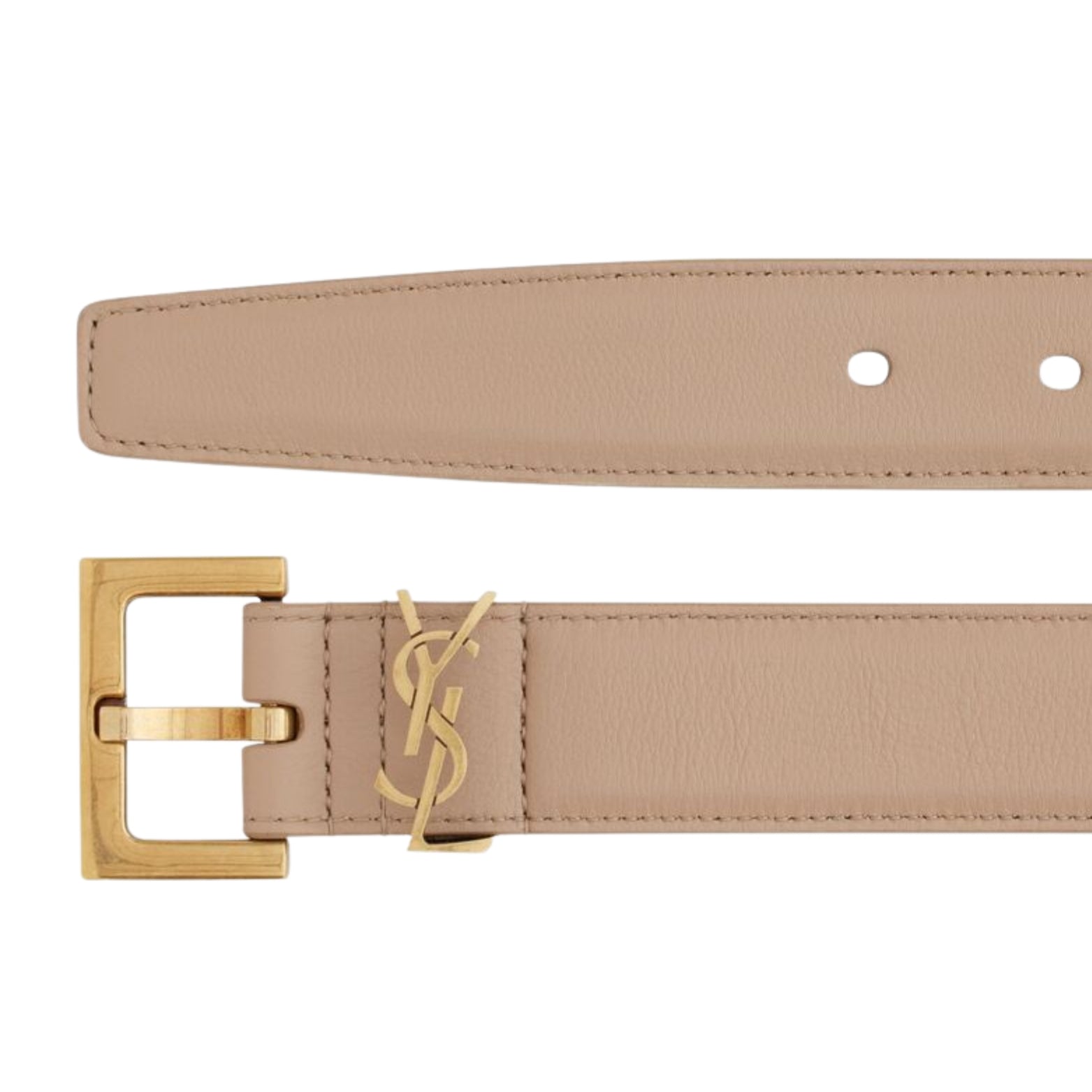 Saint Laurent Cassandre 3CM Belt in dark beige – buckle detail