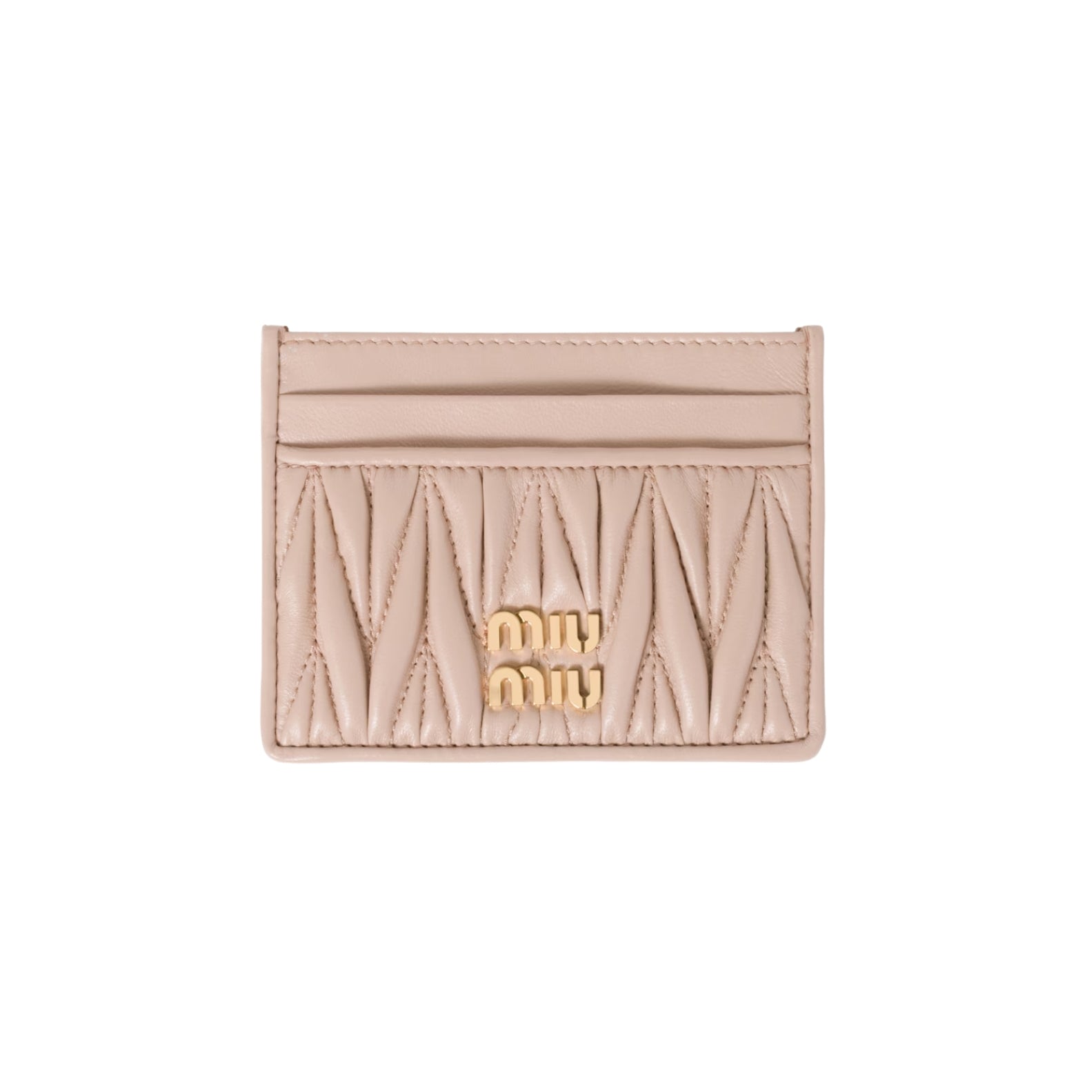 Miu Miu Card Holder in powder pink matelassé nappa leather