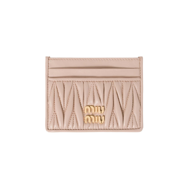 Miu Miu Card Holder in powder pink matelassé nappa leather