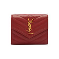 Saint Laurent Compact Tri-Fold Wallet in burgundy leather