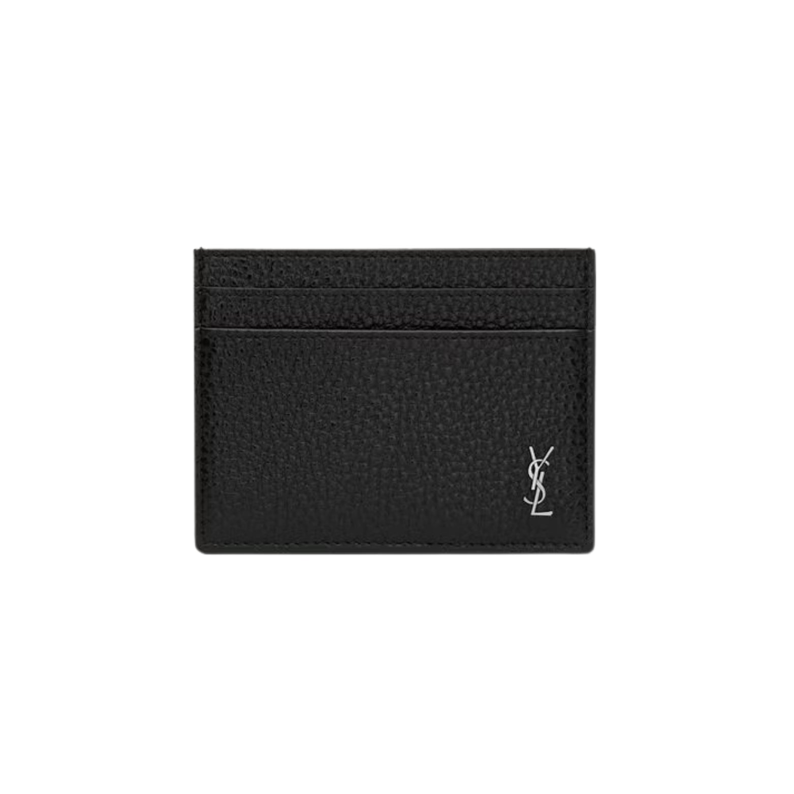 Saint Laurent Tiny Cassandre Card Case in grained leather