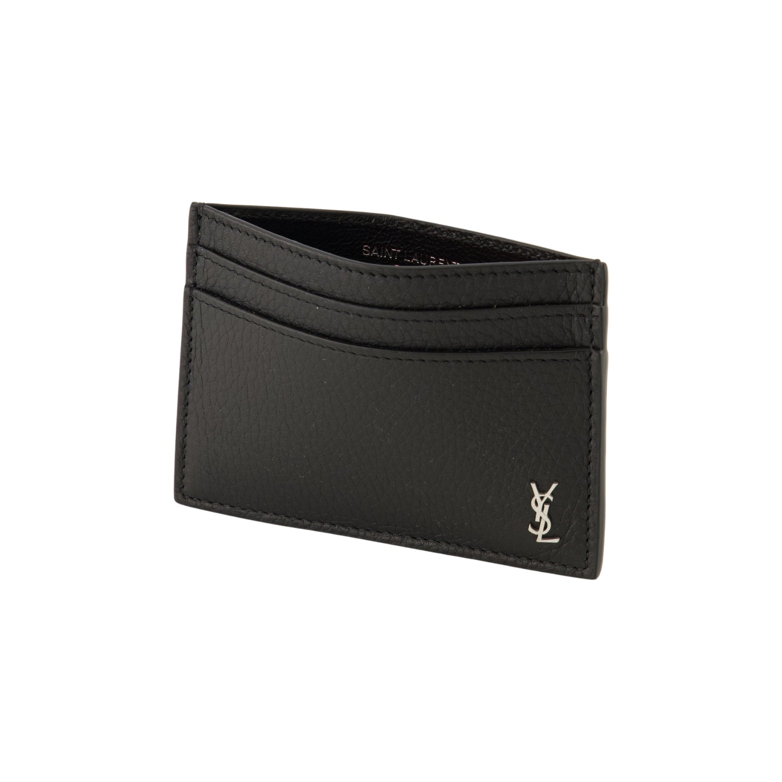 Saint Laurent Tiny Cassandre Card Case in grained leather – detail