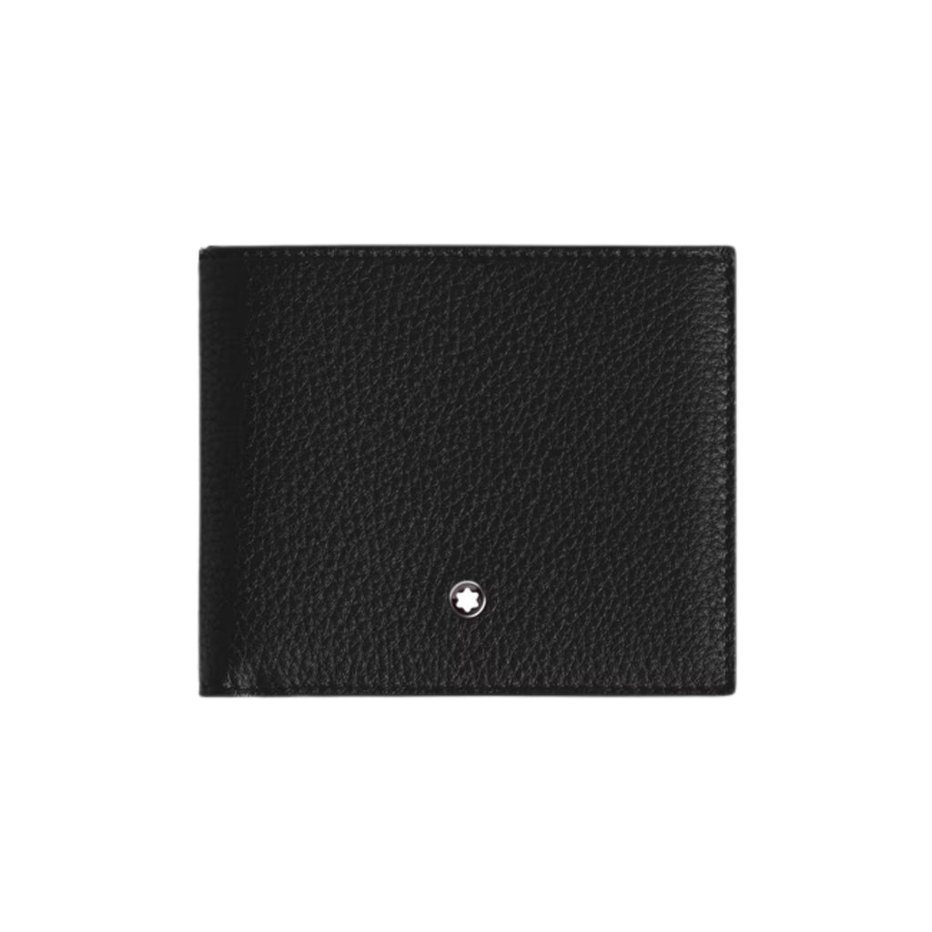 Montblanc 8cc Wallet in black grain leather with palladium emblem