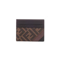 Fendi Diagonal Card Holder in brown FF fabric with leather insert