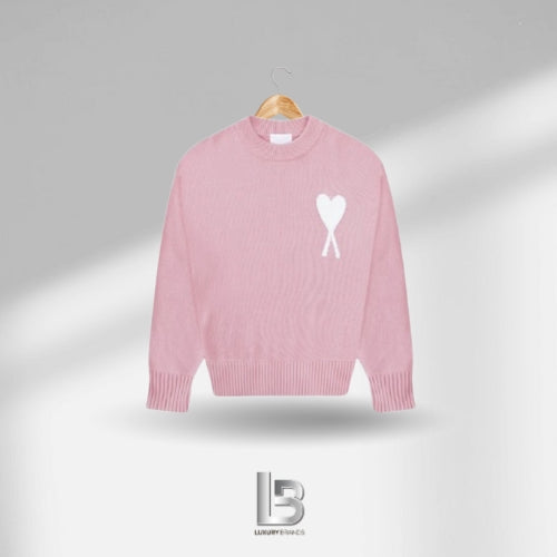 Ami Paris Knit Wool Pink Sweater