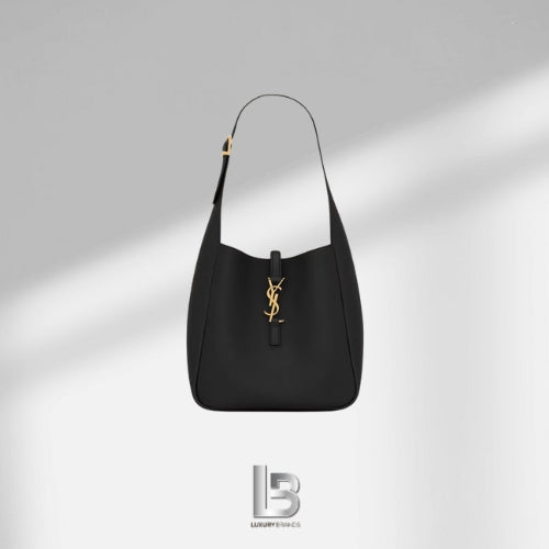 Saint Laurent LE 5 À 7 supple Black in Gold SMALL in grained leather