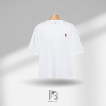 Ami de Coeur White In Red t-shirt in organic cotton jersey