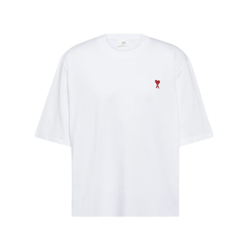 Ami Paris Ami de Cœur T-shirt in white with red embroidery