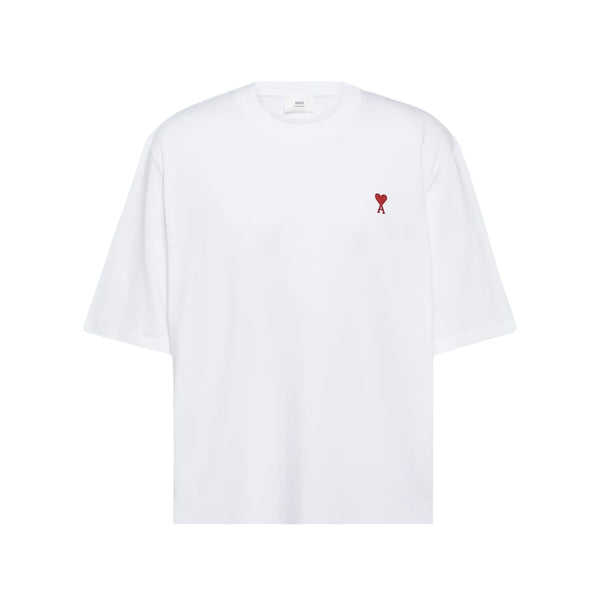 Ami Paris Ami de Cœur T-shirt in white with red embroidery