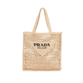 Prada Crochet Tote in raffia with Prada triangle
