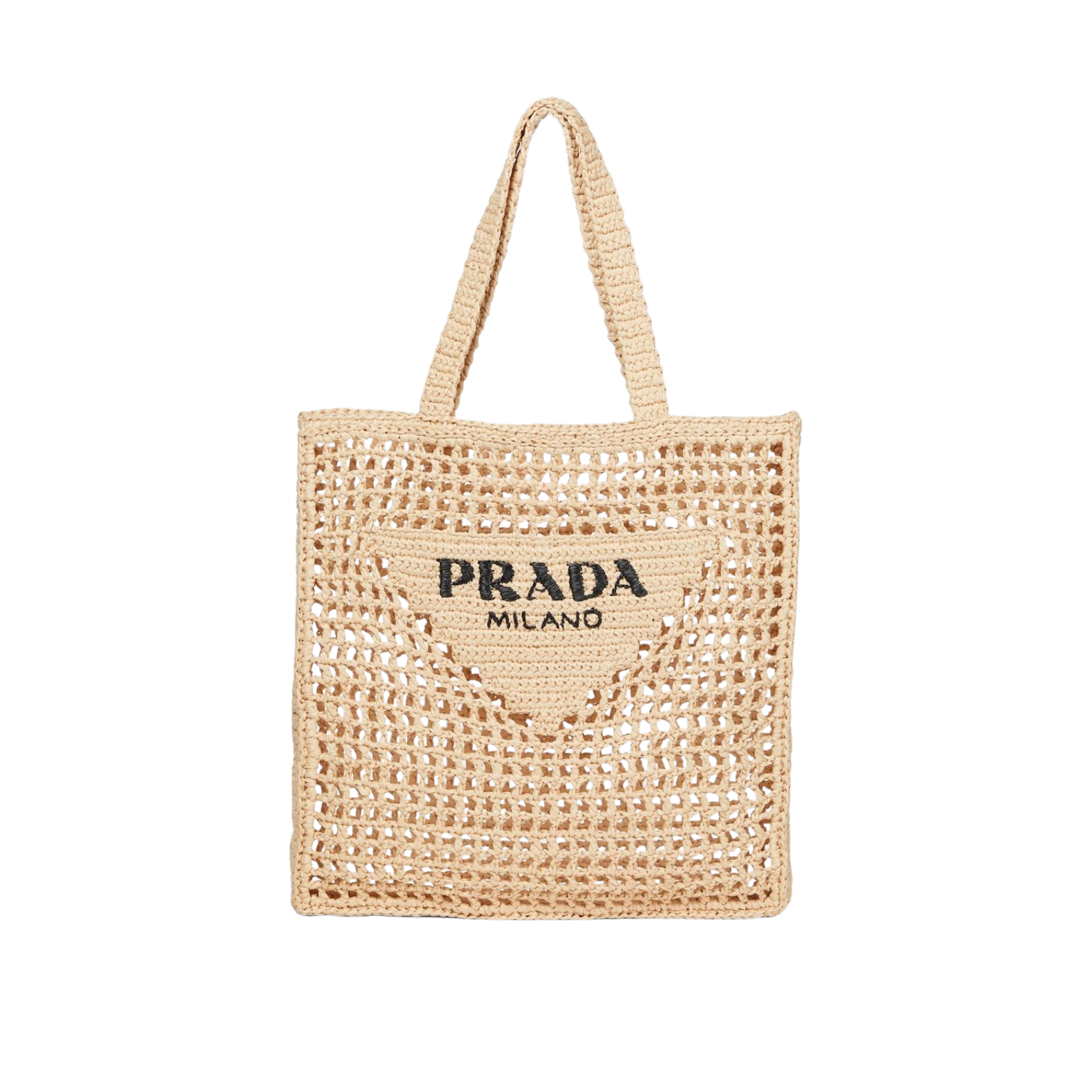 Prada Crochet Tote in raffia with Prada triangle