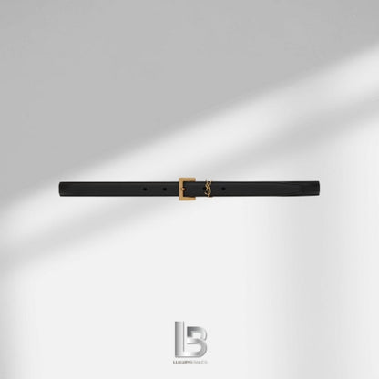 Saint Laurent Cassandre 3CM Belt With Square Buckle In Box Saint Laurent Black Leather