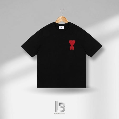 Ami de Coeur Black Cotton Patch T-Shirt