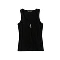 Saint Laurent Black Cassandre tank top