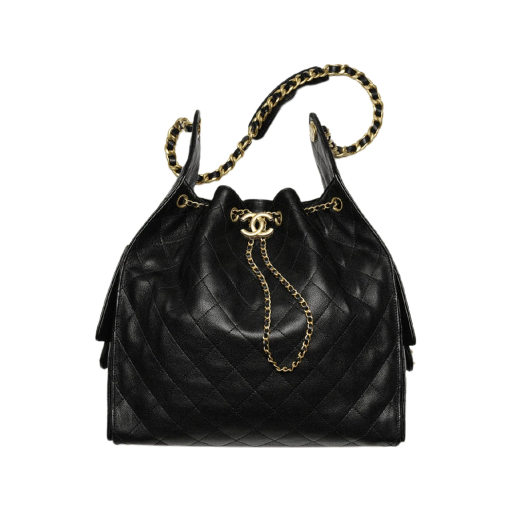 25 Medium Handbag in Black Calfskin