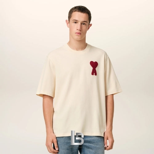 Ami de Coeur Beige Cotton Patch T-Shirt