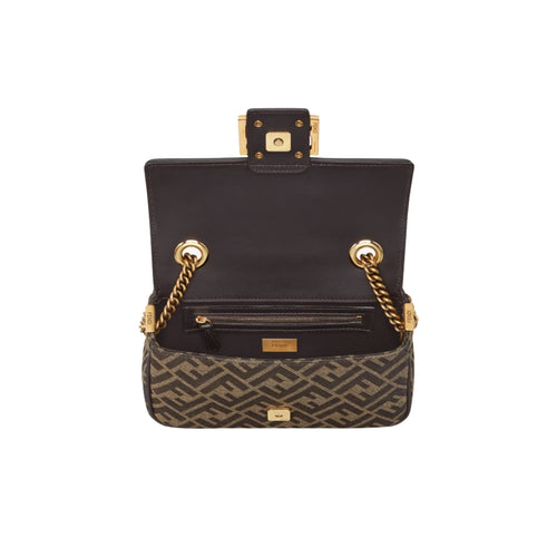 Fendi Baguette Chain Midi in brown FF jacquard – chain detail