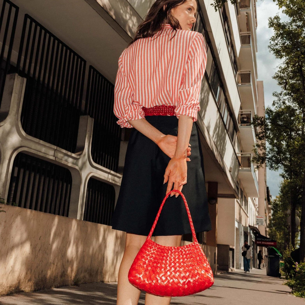 Dragon Diffusion Rosanna Bag in Poppy Red Woven Leather