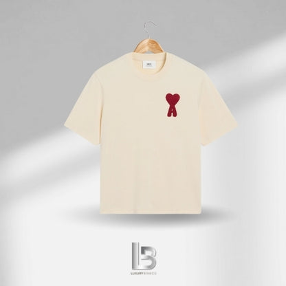 Ami de Coeur Beige Cotton Patch T-Shirt
