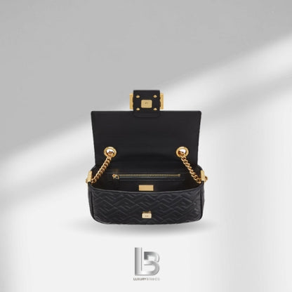 Fendi Baguette® Chain Midi Black nappa leather bag with FF motif