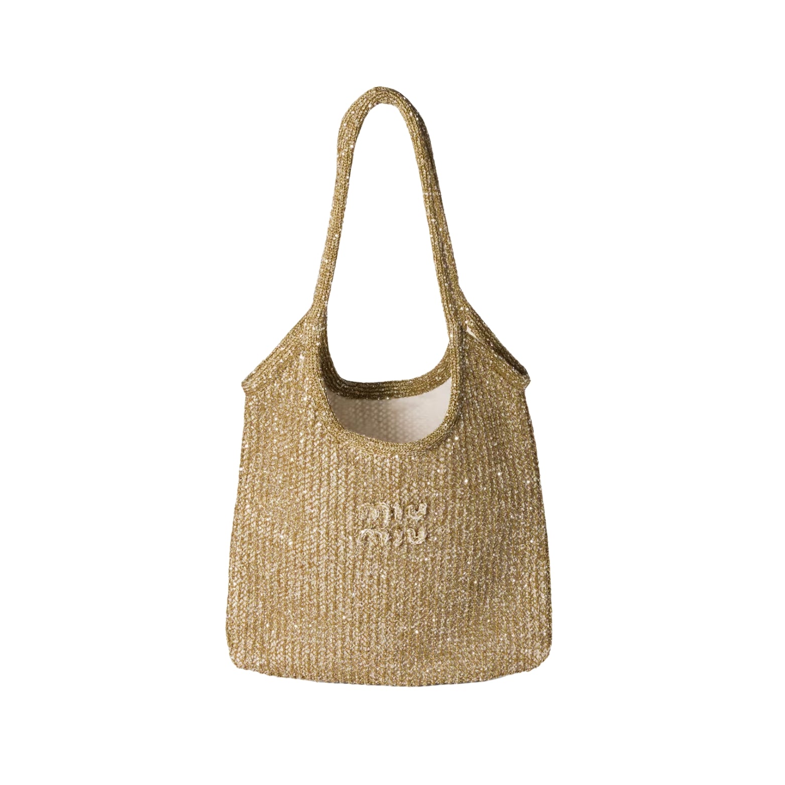 Miu Miu Ivy Sequin Mesh Bag in Tundra