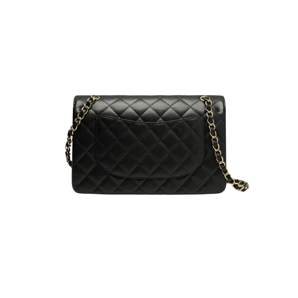 Medium Classic Flap in black – chain detail