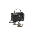 Chanel Long Vanity with Chain in quilted black leather, top handle