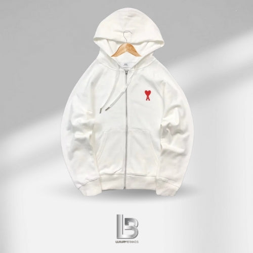 Ami de Coeur Zipped White Cotton Jacket