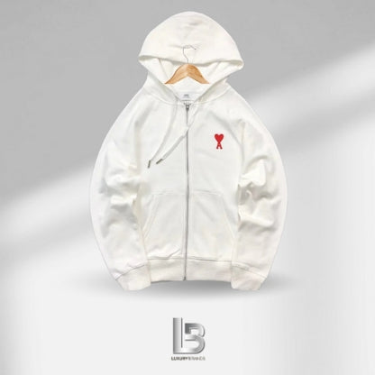 Ami de Coeur Zipped White Cotton Jacket