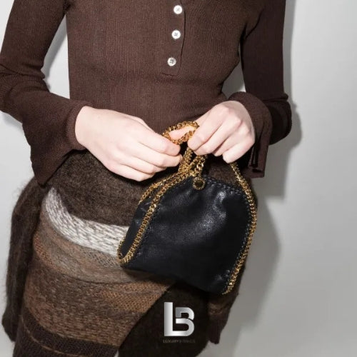Stella McCartney Falabella Tiny Black X Gold Tote Bag