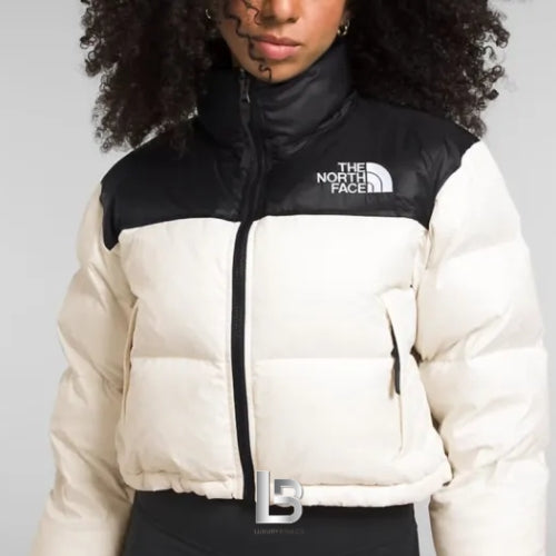 The North Face Nuptse cropped jacket in white (Women)